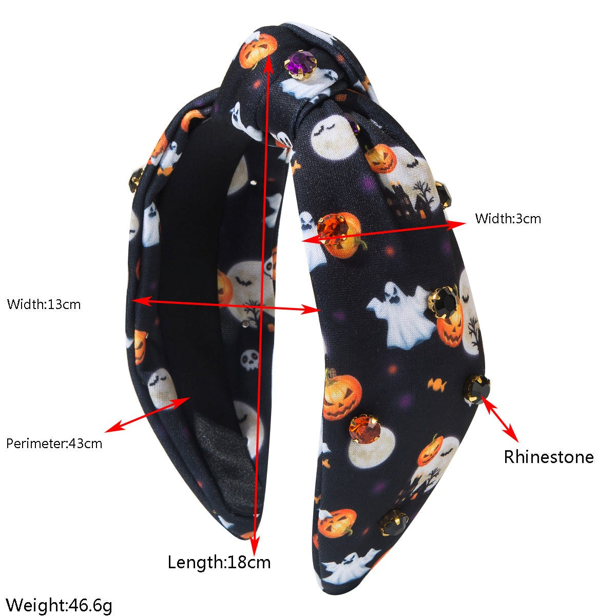 Hard Headband - Halloween Orange Rhinestone