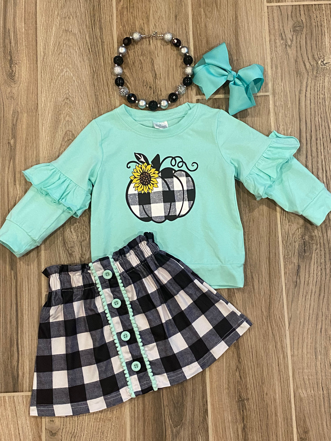 Dress - Black Plaid Pumpkin w/Skirt