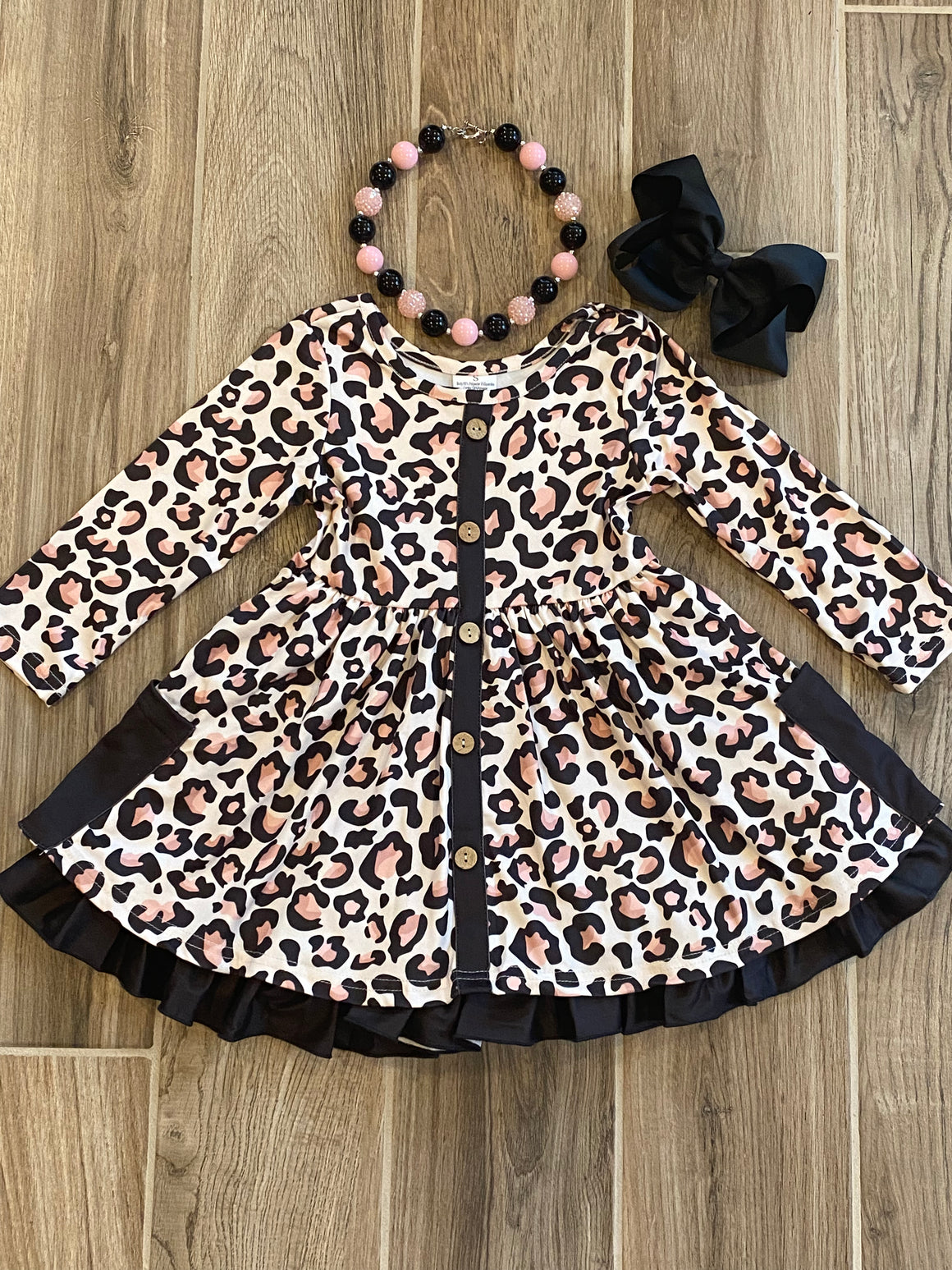 Dress - Black Leopard Ruffle