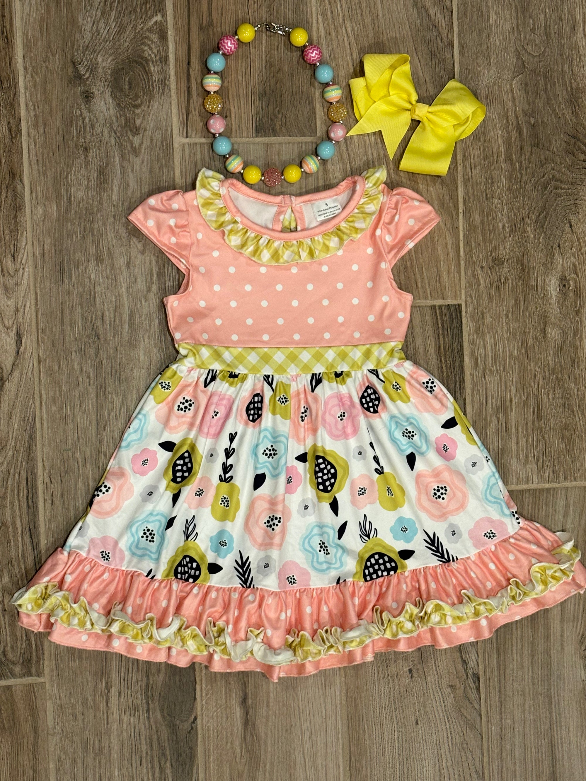 Dress - Peach Polka Dot Floral