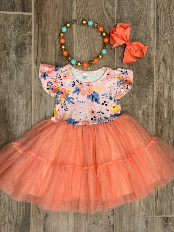 Dress - Floral w/Peach Tulle