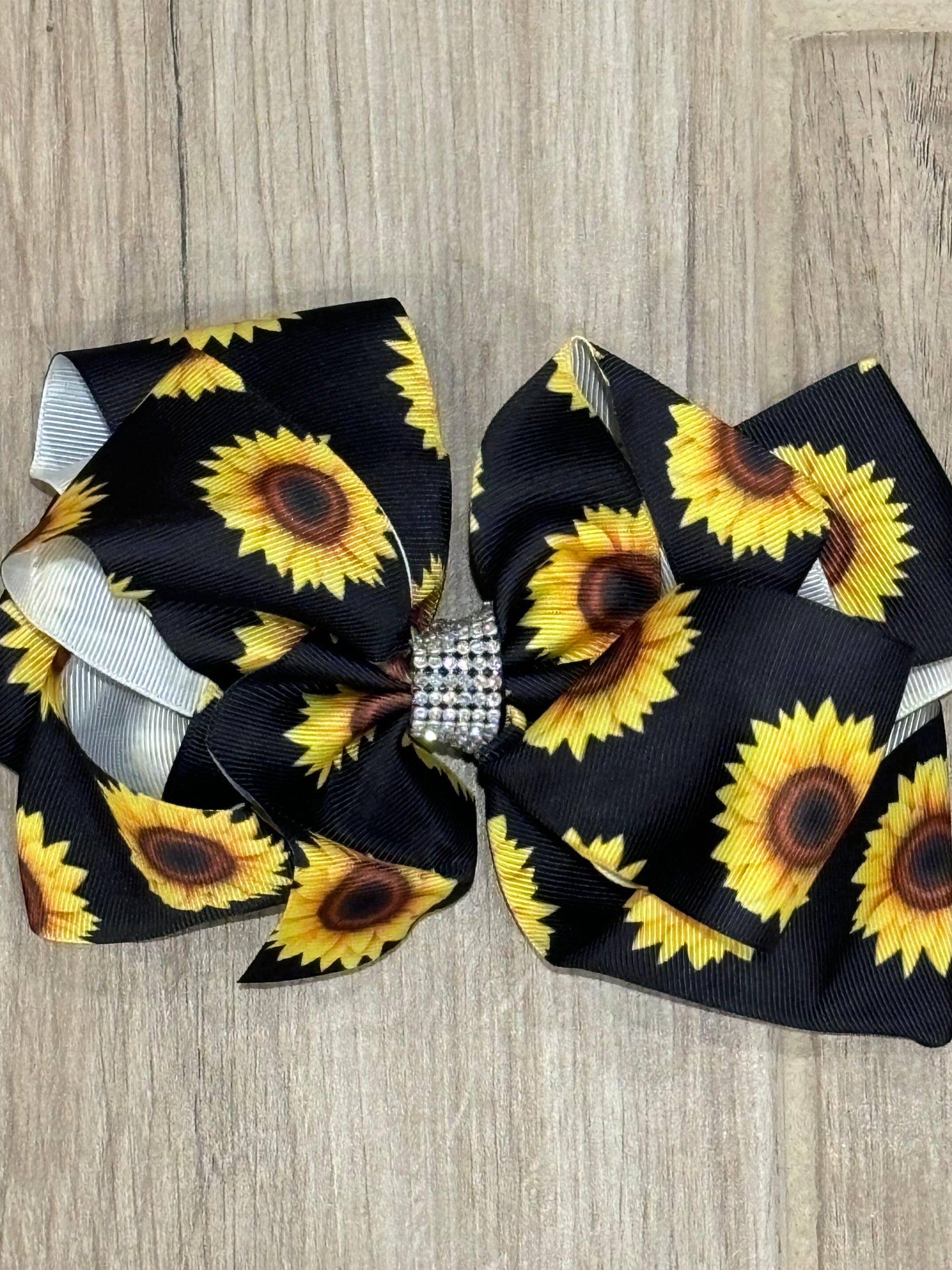 Hair Bow - Rhinestone Sunflower