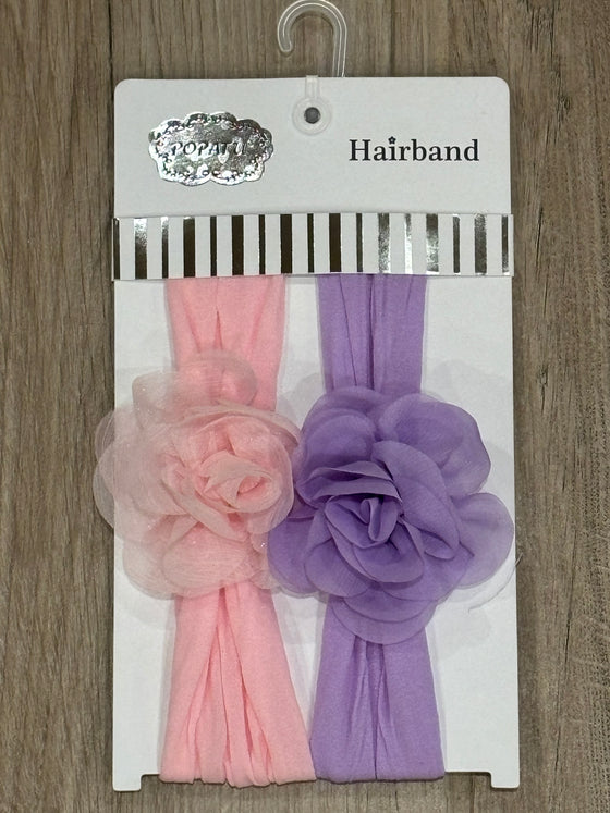 Headband - 2pk Pink/Lavender Flowers