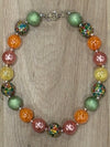 Necklace - Olive/Orange Rhinestone