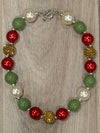Necklace - Olive/Red/Gold