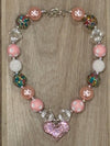 Necklace - Pink Glitter Heart