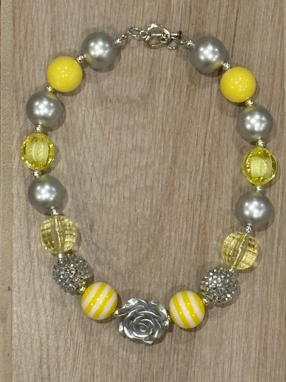 Necklace - Yellow/Silver Rose
