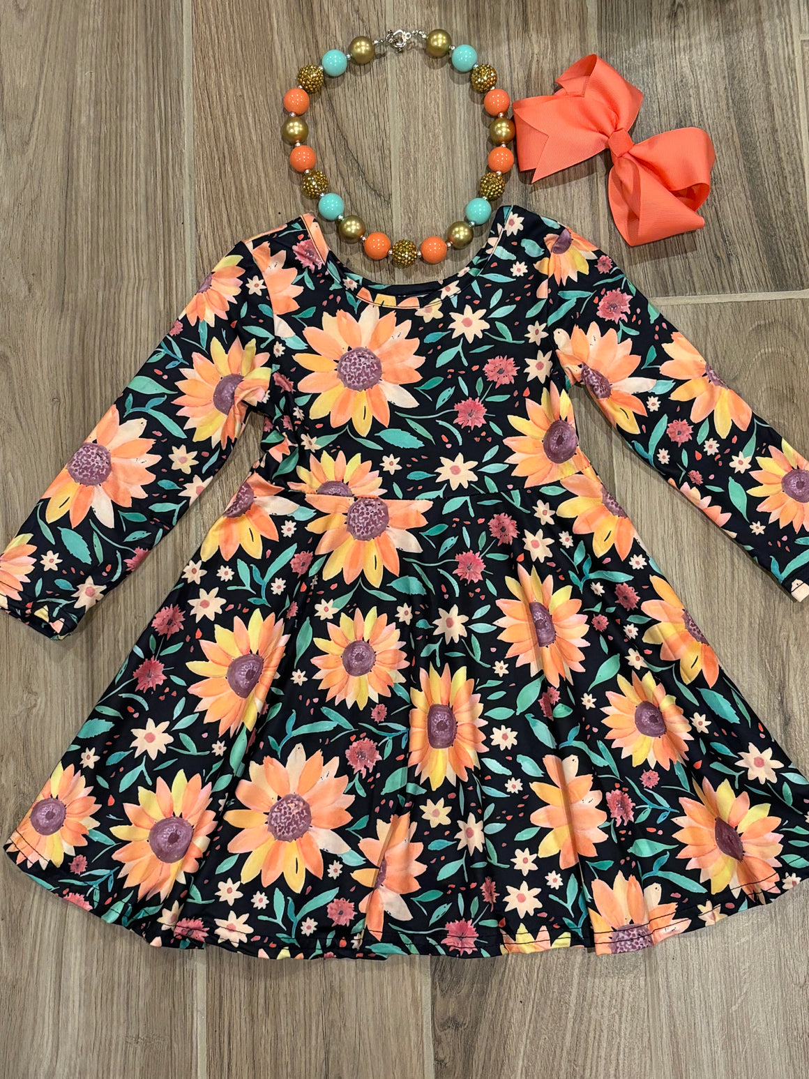 Dress - Black w/Yellow Sunflowers