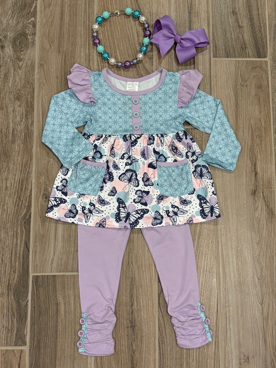 L/S - Lavender Butterfly 2pc Set