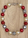 Necklace - Red/Pearl/Rhinestone