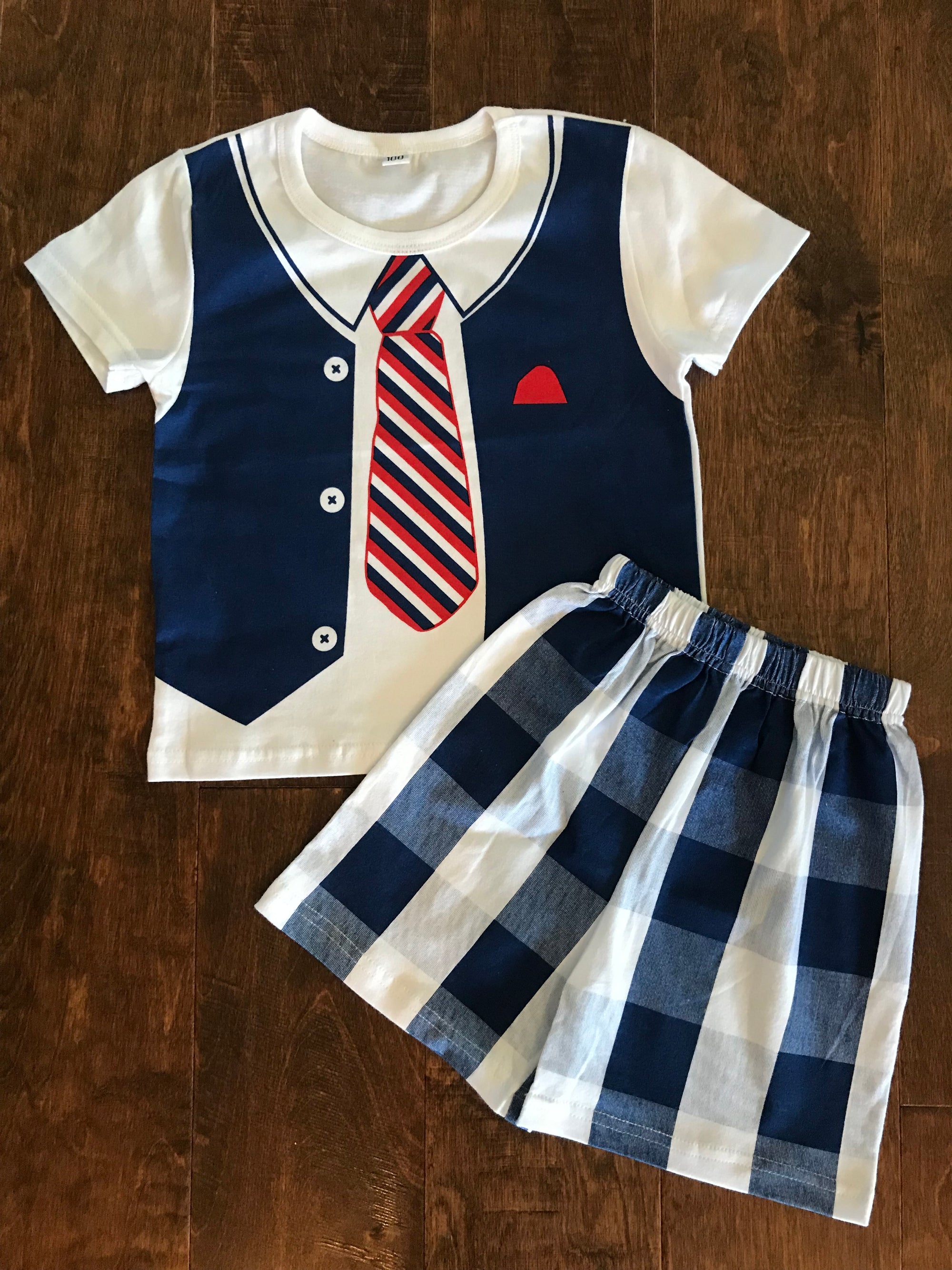 Boys - Vest/Tie Shirt w/Plaid Shorts