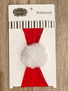 Headband - Red White Pom