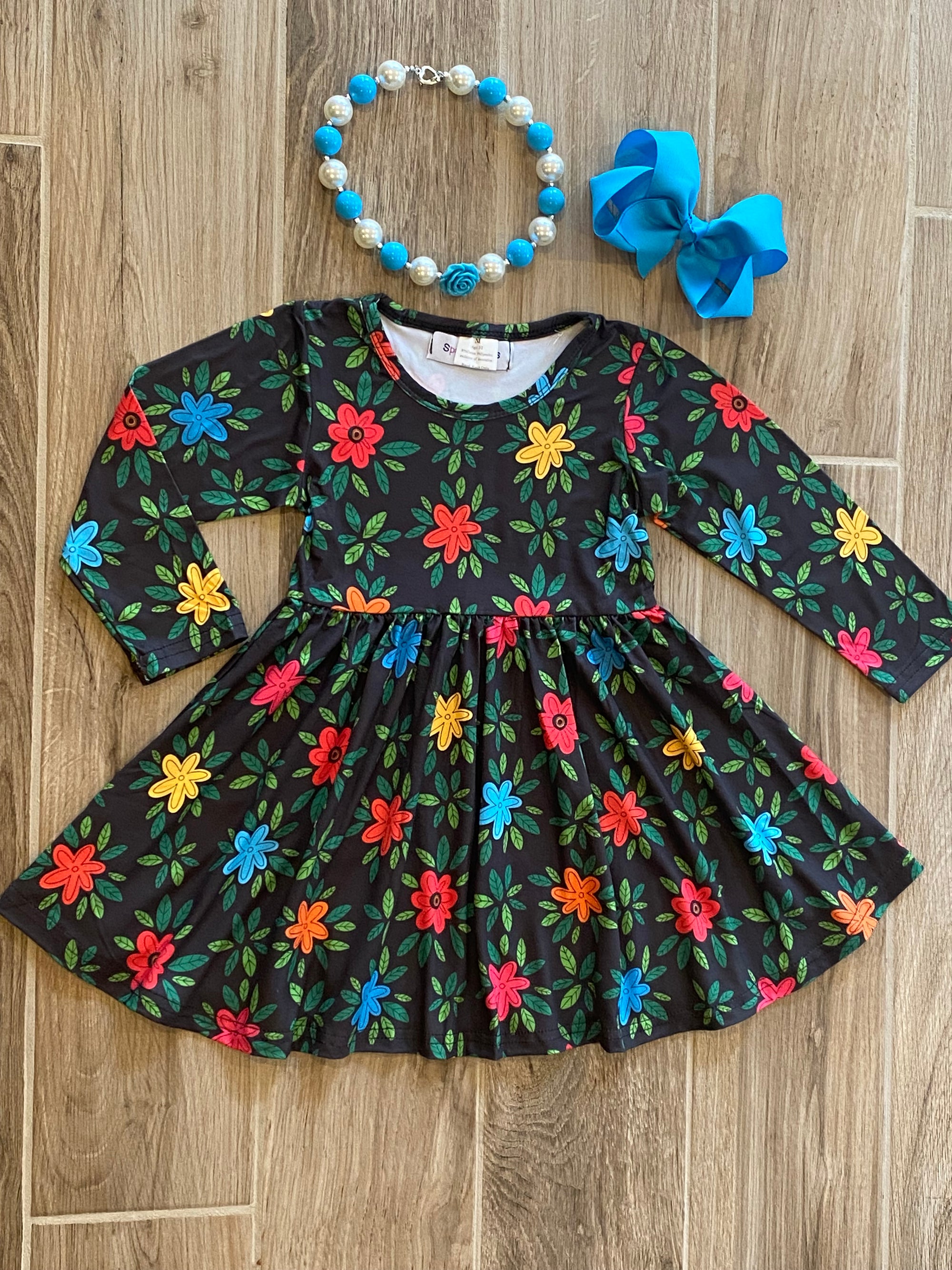 Dress - Sparkledots Black Floral