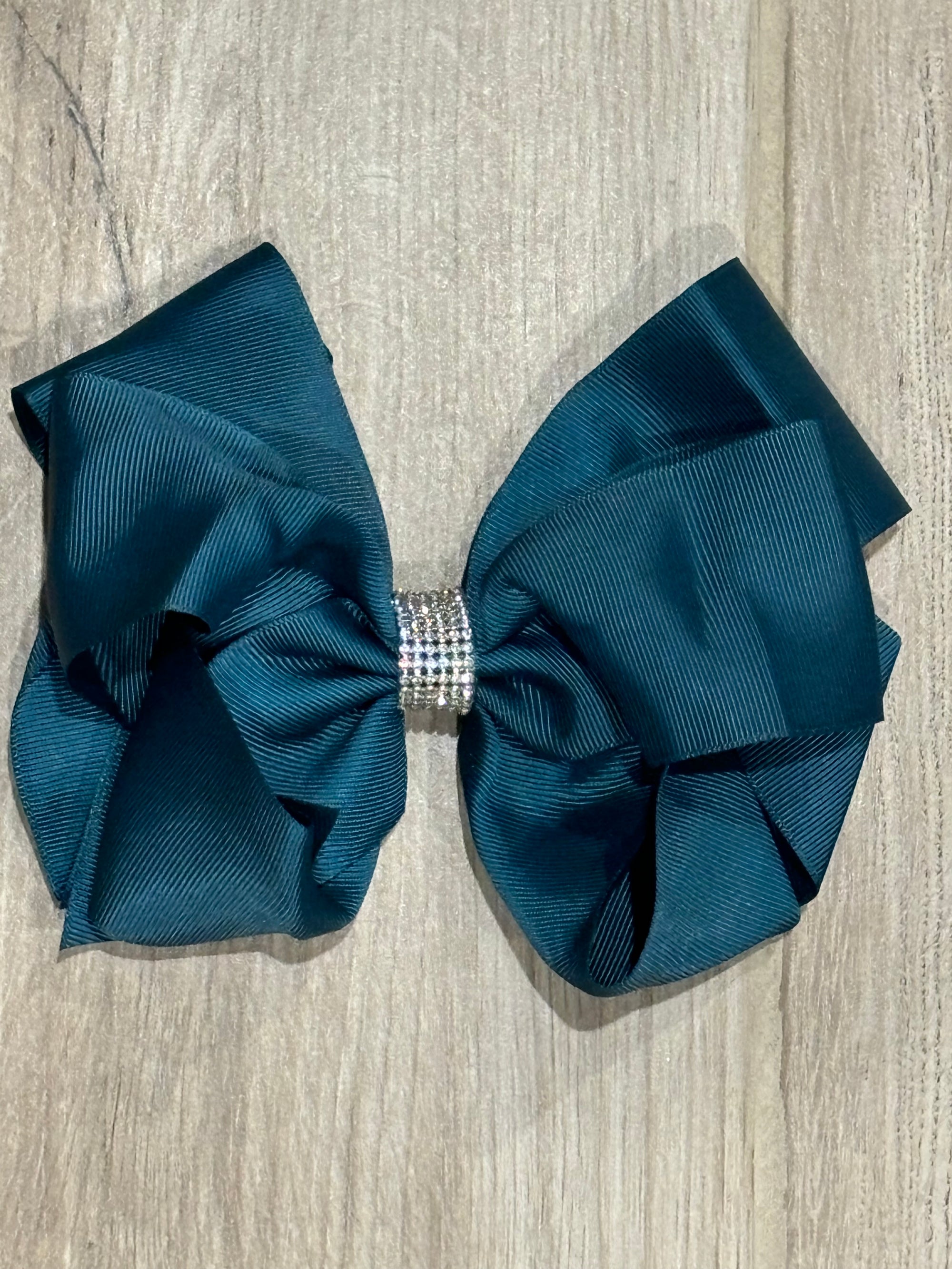 Hair Bow - Rhinestone Deep Sea Green