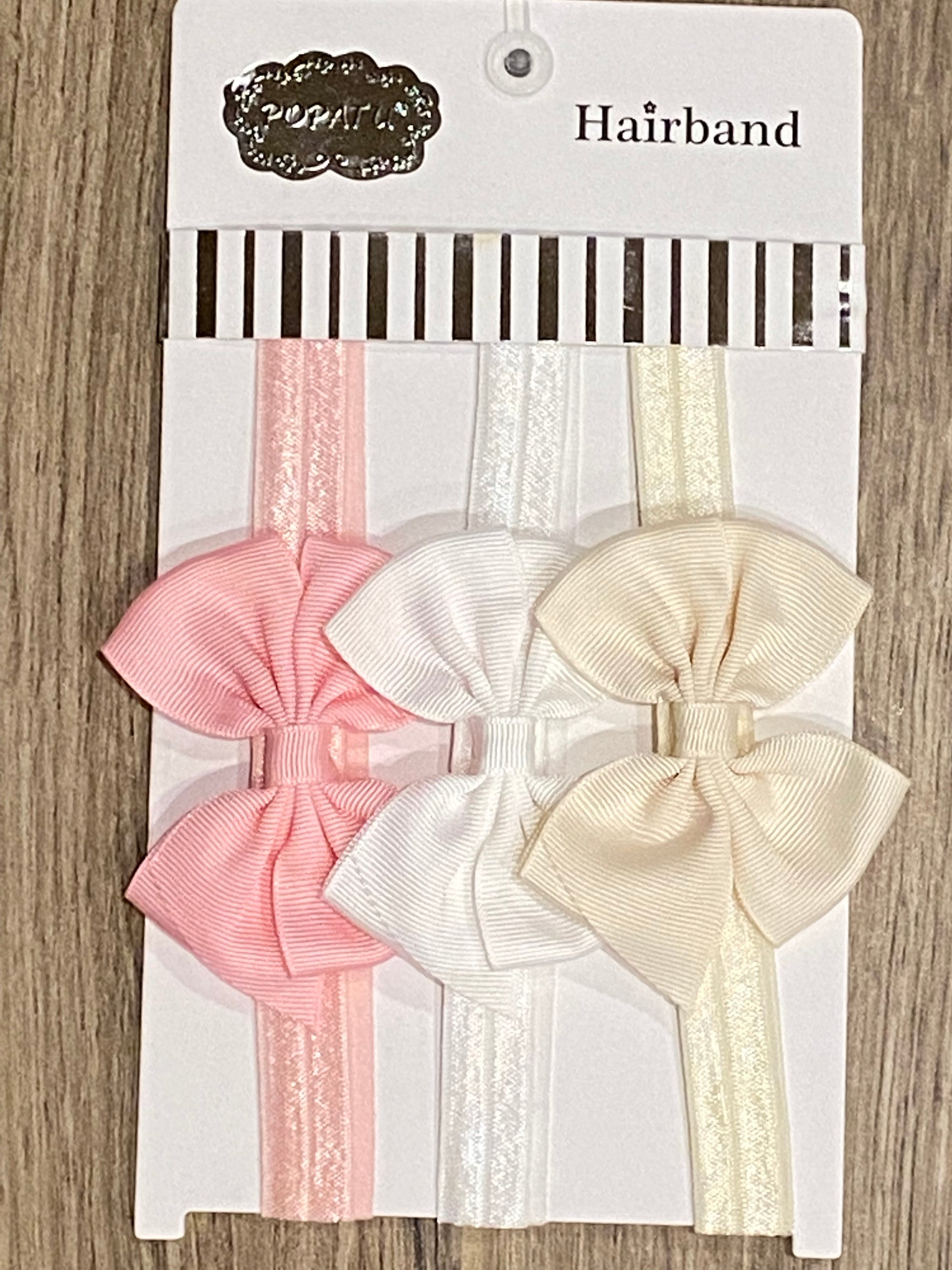 Headband - 3pk Pink/White/Ivory