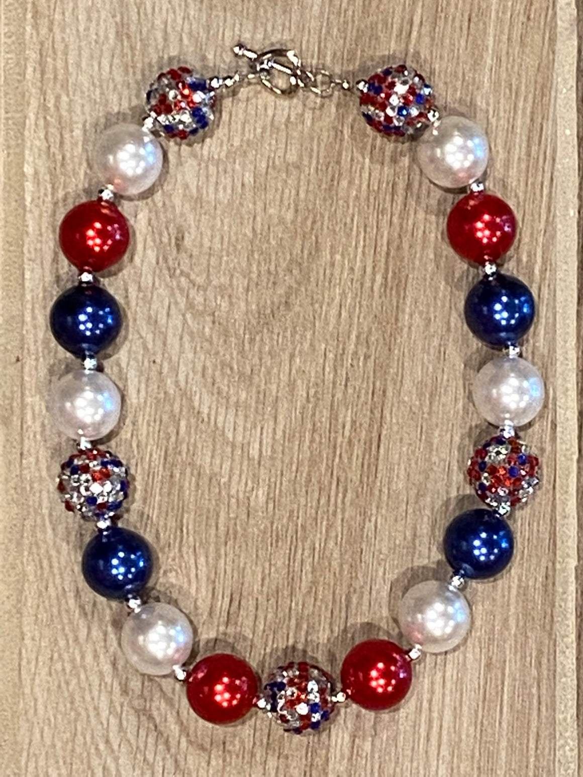 Necklace - Red/White/Blue Rhinestone