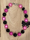 Necklace - Hot Pink/Black Bow