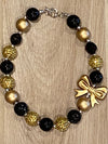 Necklace - Black/Gold Bow