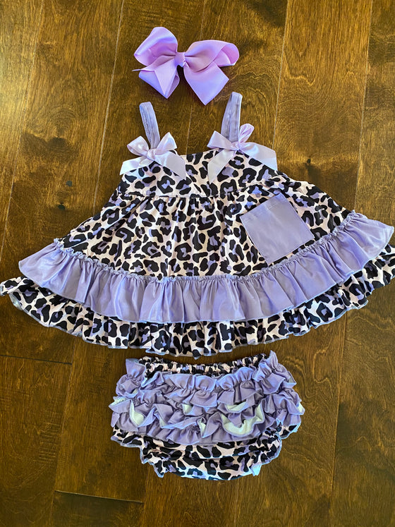 Infant - Purple Leopard Swing Top w/Ruffle Butt