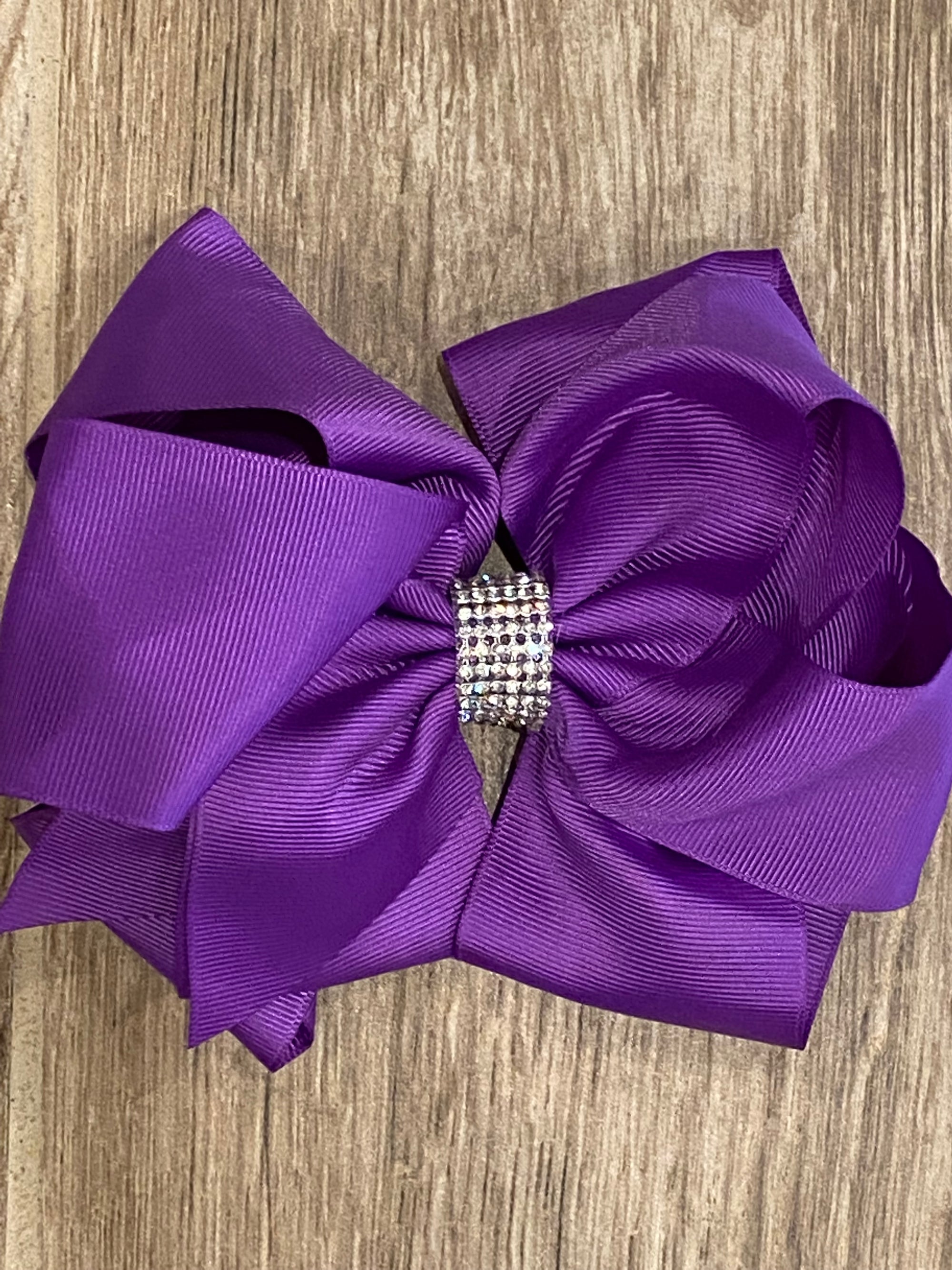 Hair Bow - Rhinestone Purple