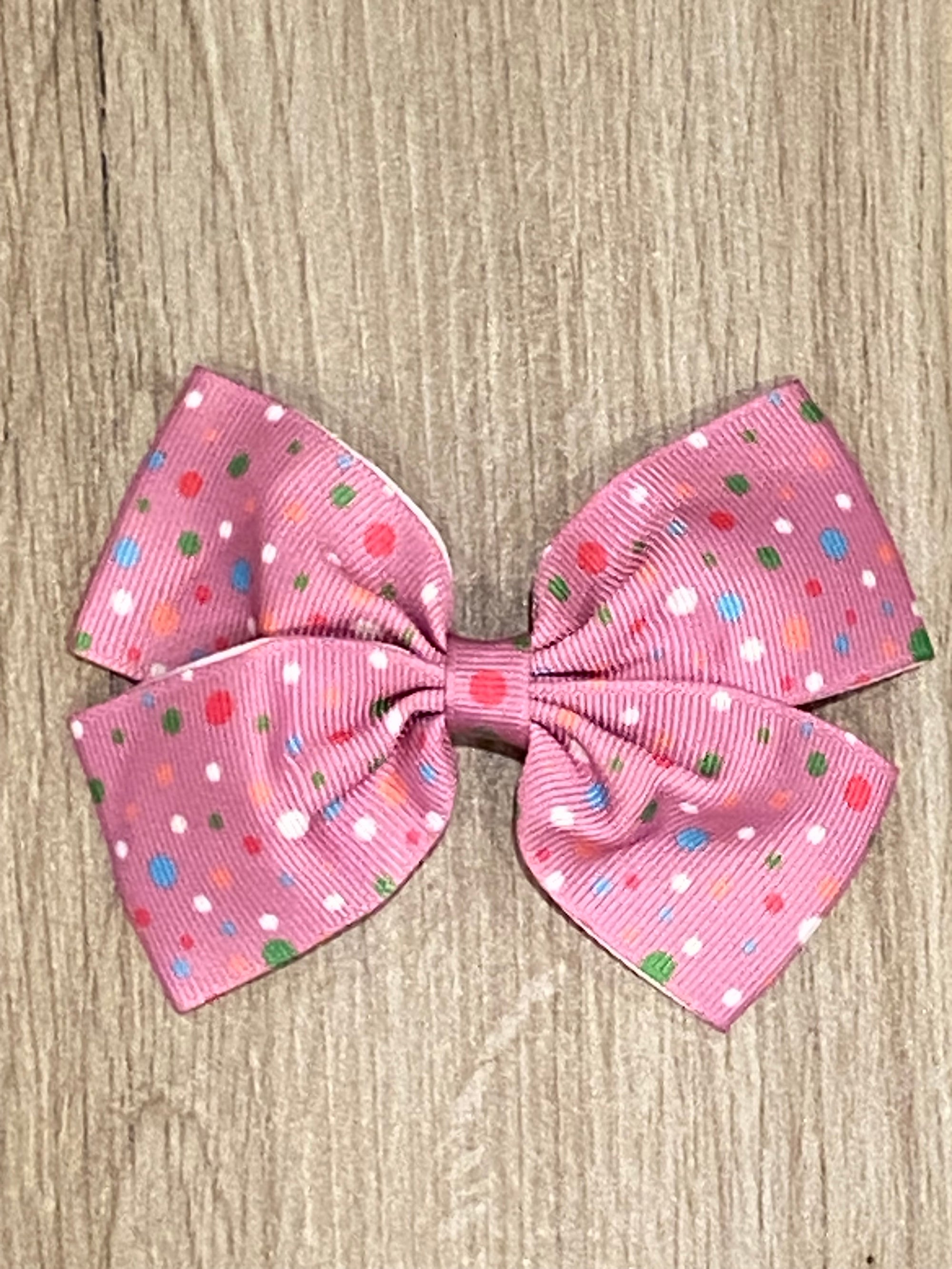 Hair Bow - Purple Dots