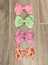 Hair Bow - Lime Dots