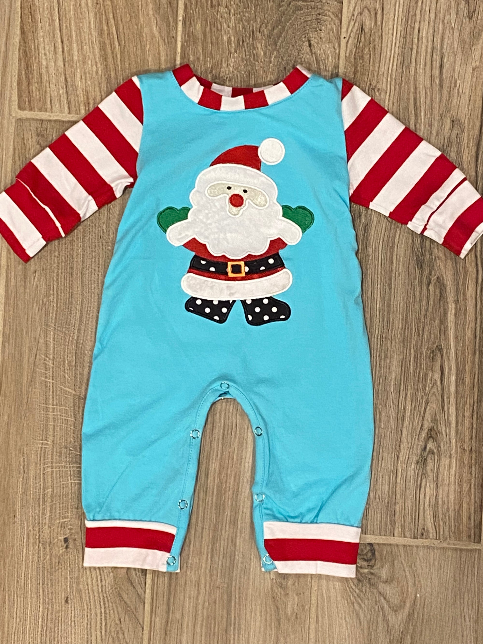 Christmas - Blue/Red Santa (Boy) Romper