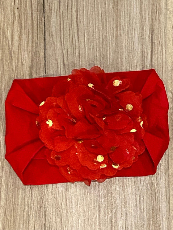 Headband - Nylon Red Flower